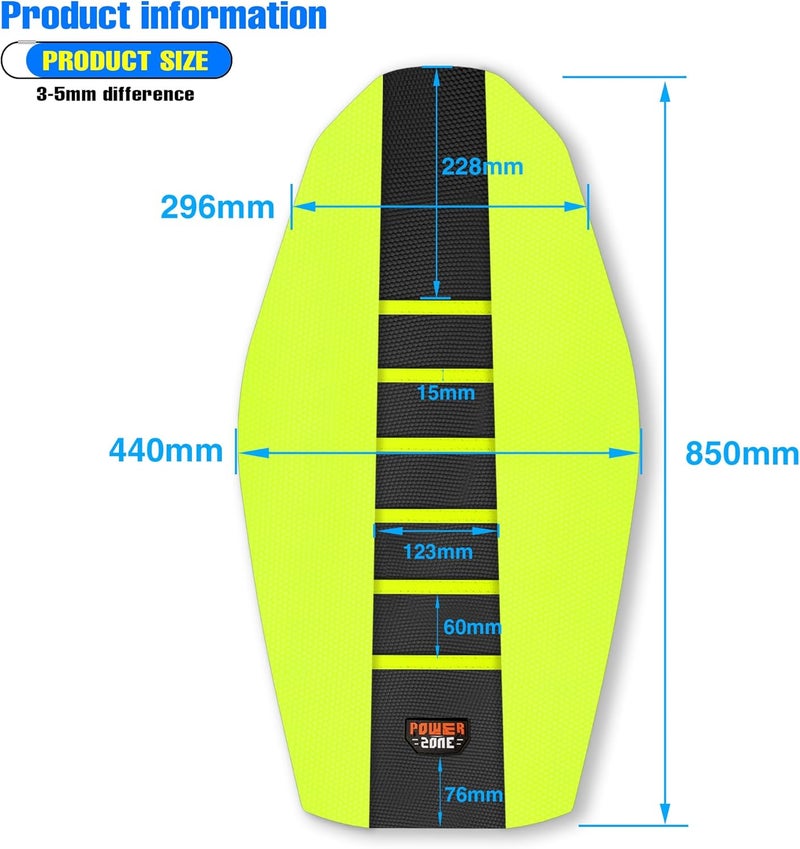 MCHMFG Universal Ribbed Dirt Bike Seat Cover - Gripper Soft Seat Cover for Most Dirt Pit Bike Motorcycle Neon-Black - Image 4